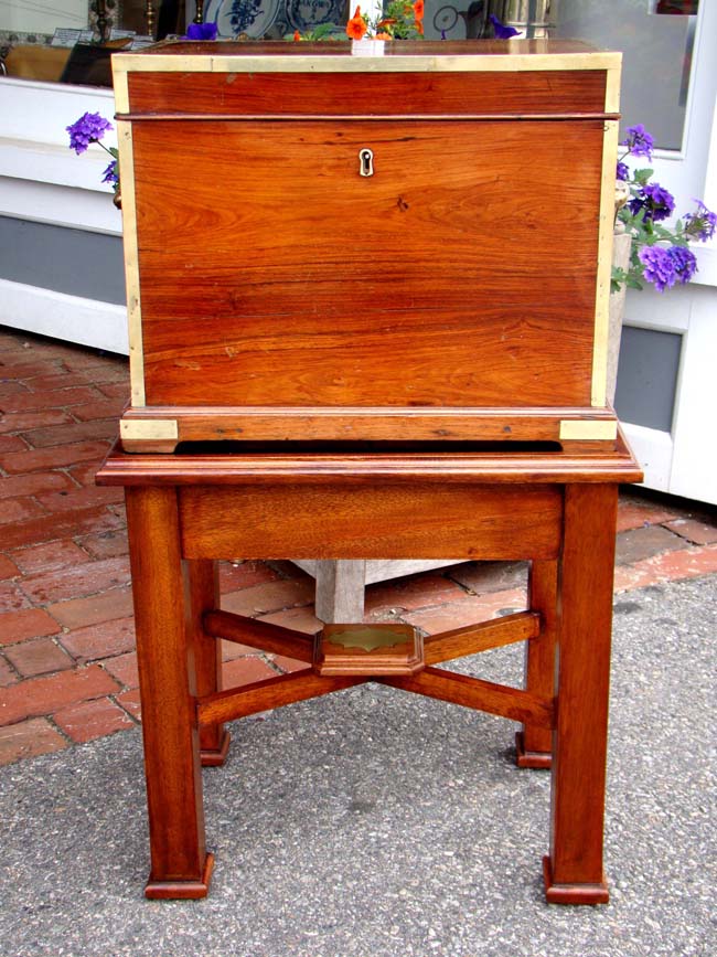 A stunning English Georgian brass bound Tulipwood Chest on Stand circa 1800-1825 — image 3
